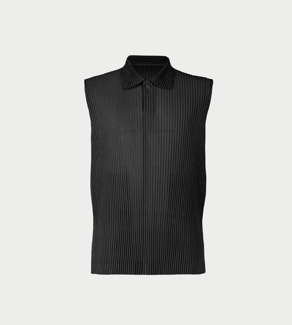 Issey Miyake Sleeveless Mesh Polo Top