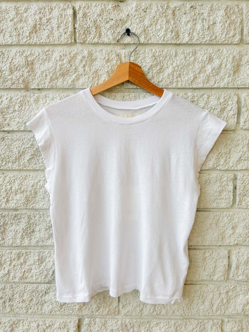 The Great. Peak Shoulder Tee - True White