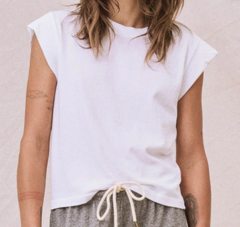 The Great. Peak Shoulder Tee - True White