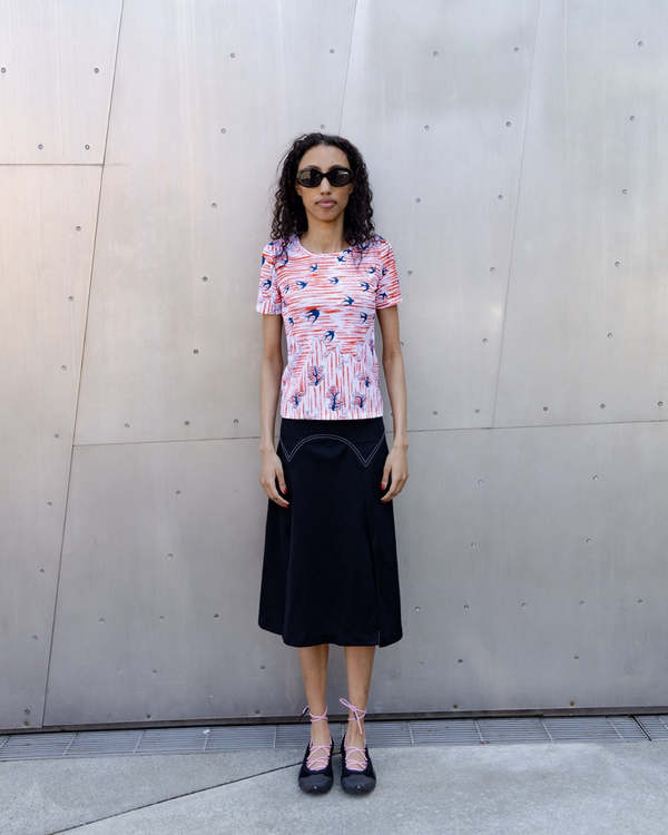 Vintage Mid-C Orange Printed Bird Tee