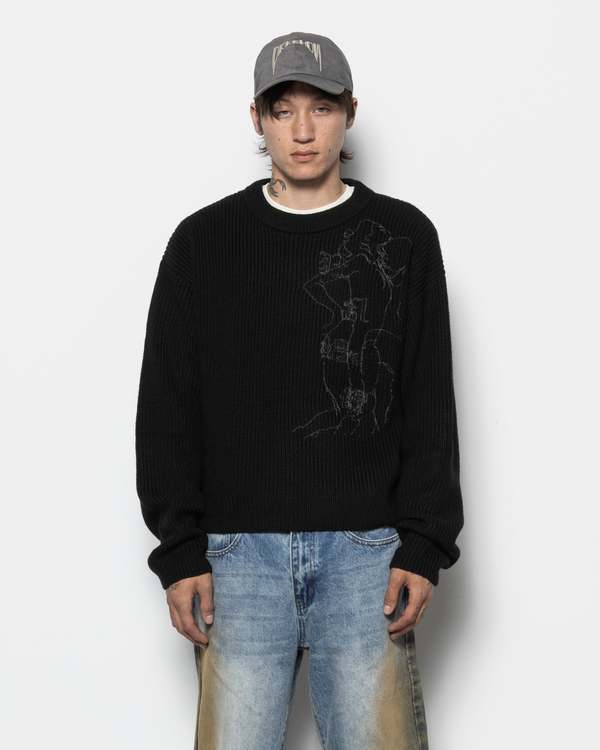 Records INC. Cropped Wool Sweater