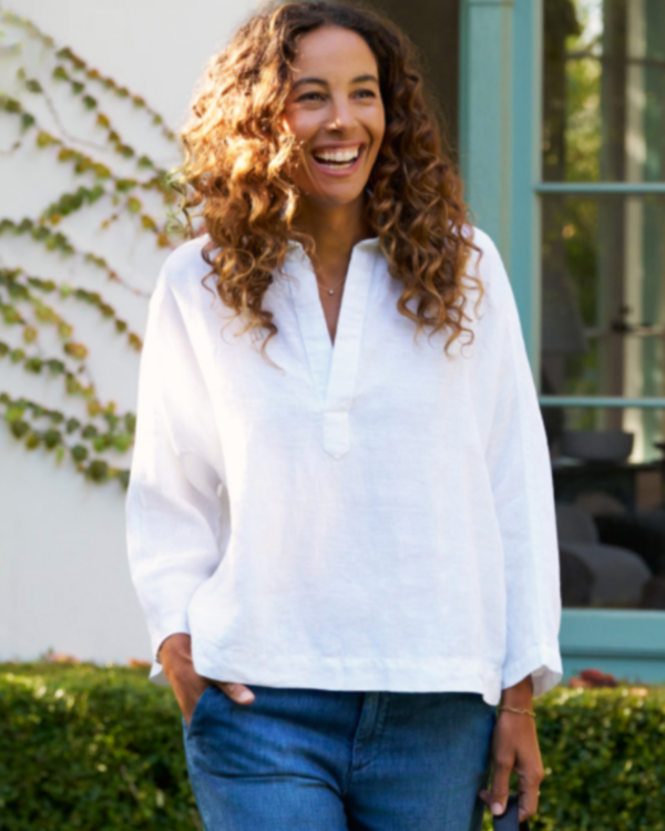 Frank & Eileen Gabi Popover Shirt - White