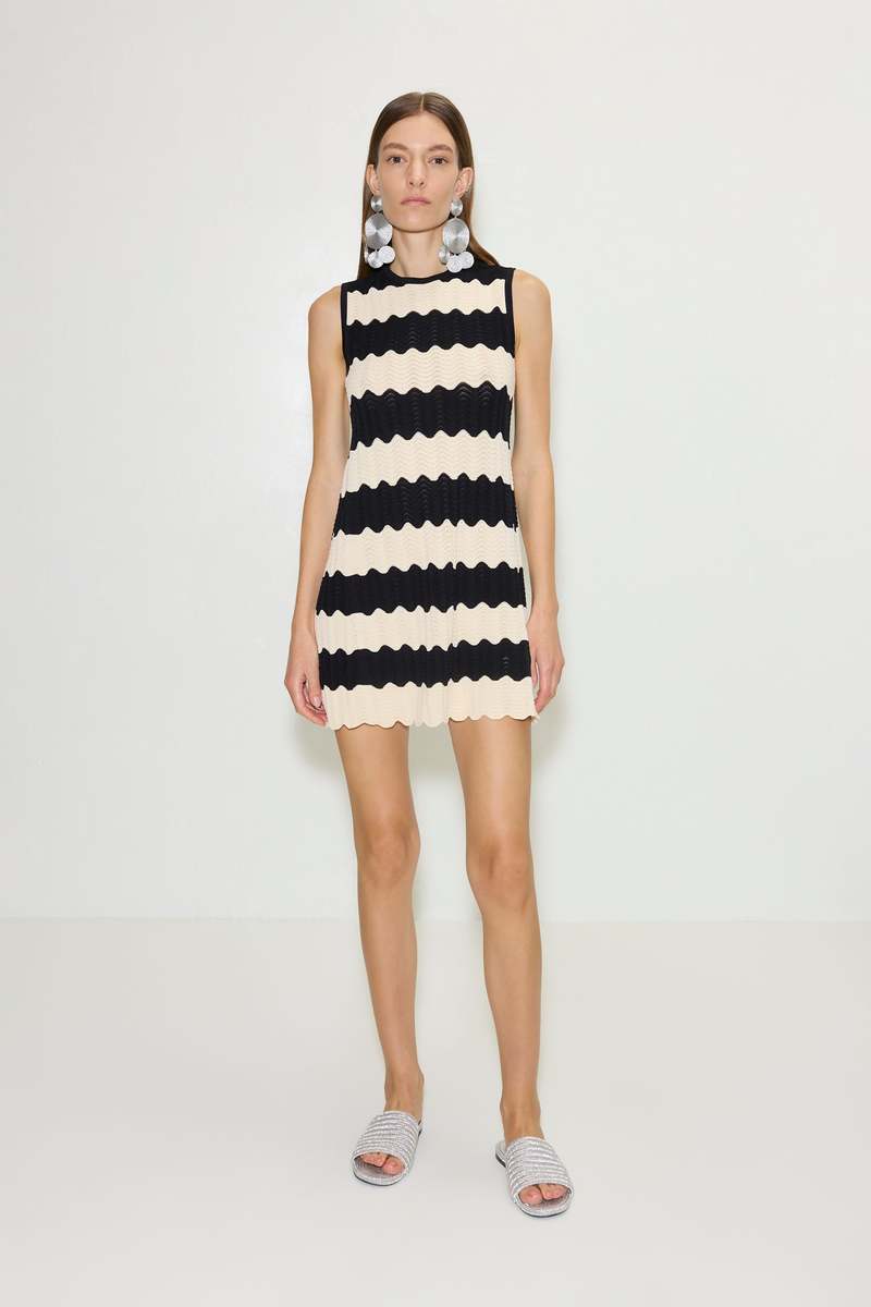 ワンピース [SCULPTOR] Pleated Knit Mini Dress Multi Stripe SC24S301MI KNIT MINI DRESS - Multicolored | ZARA Canada
