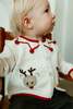 KIDS Melange Collection Reindeer Cardigan - Ecru/Red - Thumbnail 2