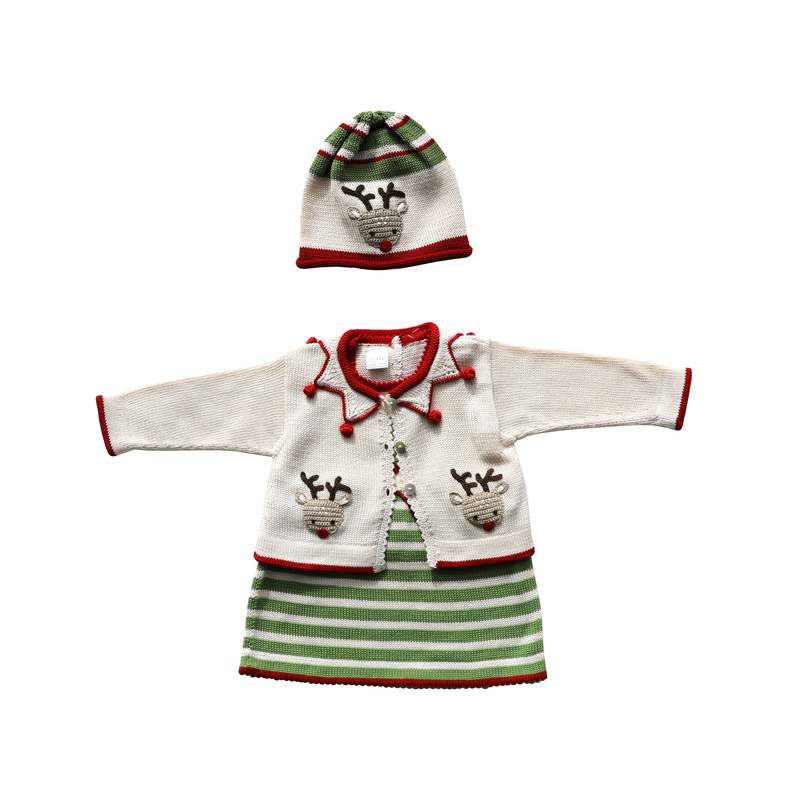 KIDS Melange Collection Reindeer Cardigan - Ecru/Red KIDS Melange Collection Reindeer Cardigan - Ecru/Red
