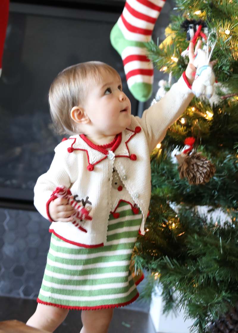KIDS Melange Collection Reindeer Cardigan - Ecru/Red KIDS Melange Collection Reindeer Cardigan - Ecru/Red