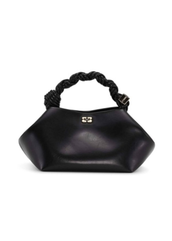 ショルダーバッグ・ポシェット Ganni Hand-Braided Shoulder Bag With Gold Logo Ganni Hand-Braided Shoulder Bag With Gold Logo - Black