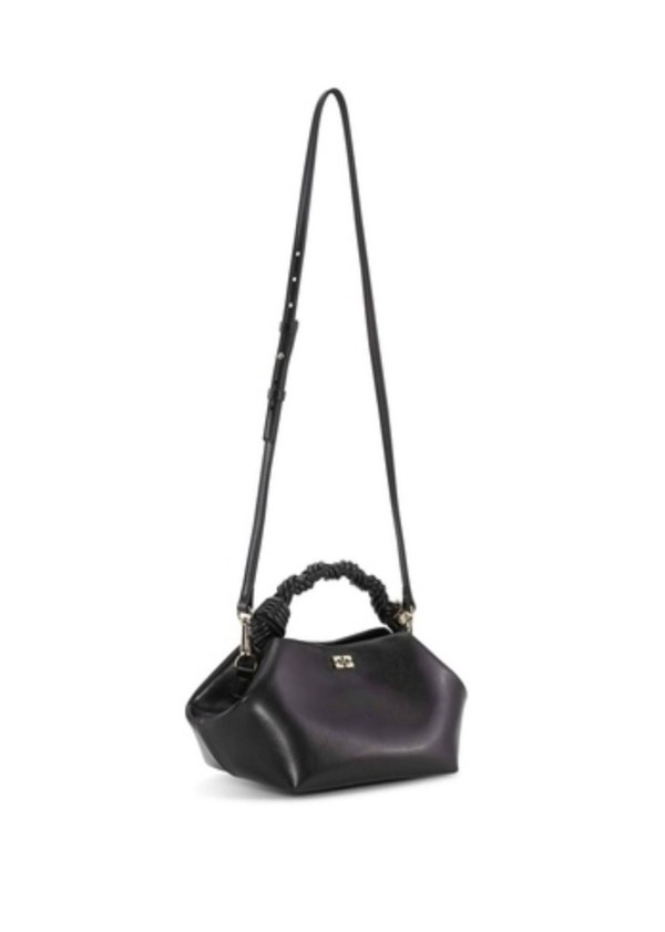 ショルダーバッグ・ポシェット Ganni Hand-Braided Shoulder Bag With Gold Logo Ganni Hand-Braided Shoulder Bag With Gold Logo - Black