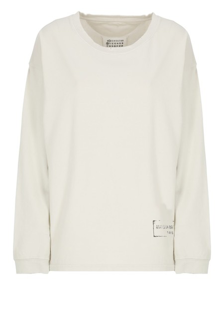 Tシャツ・カットソー MAISON MARGIELA Ivory Wool Sweater Maison Margiela Long sleeve Lace Sweater - Grey | Garmentory