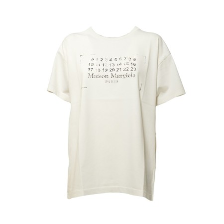 Maison Margiela Light Blue Cotton T-Shirt With Logo Print