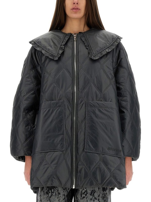 Ganni Quilted Midi Jacket - Black | Garmentory