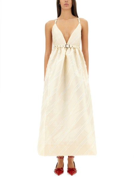 Ganni Stripe Cotton Maxi Strap Dress - Multi Color | Garmentory