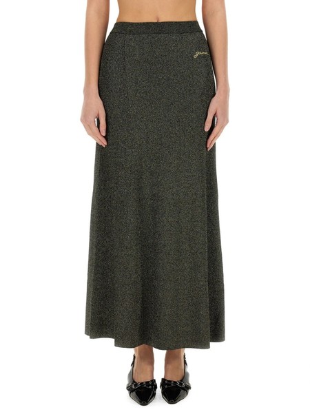 Ganni Printed Viscose Chiffon Long Ruffle Skirt - Animalier