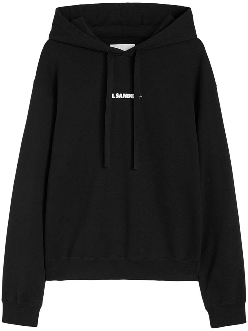 スウェット・トレーナー JIL SANDER COTTON HOODED SWEATSHIRT WITH LOGO PRINT Logo cotton jersey hoodie in white - Jil Sander | Mytheresa