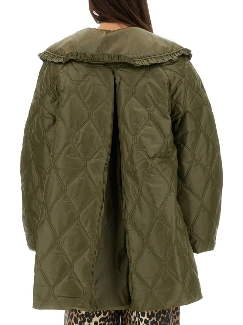 Ganni Quilted Midi Jacket - Green | Garmentory