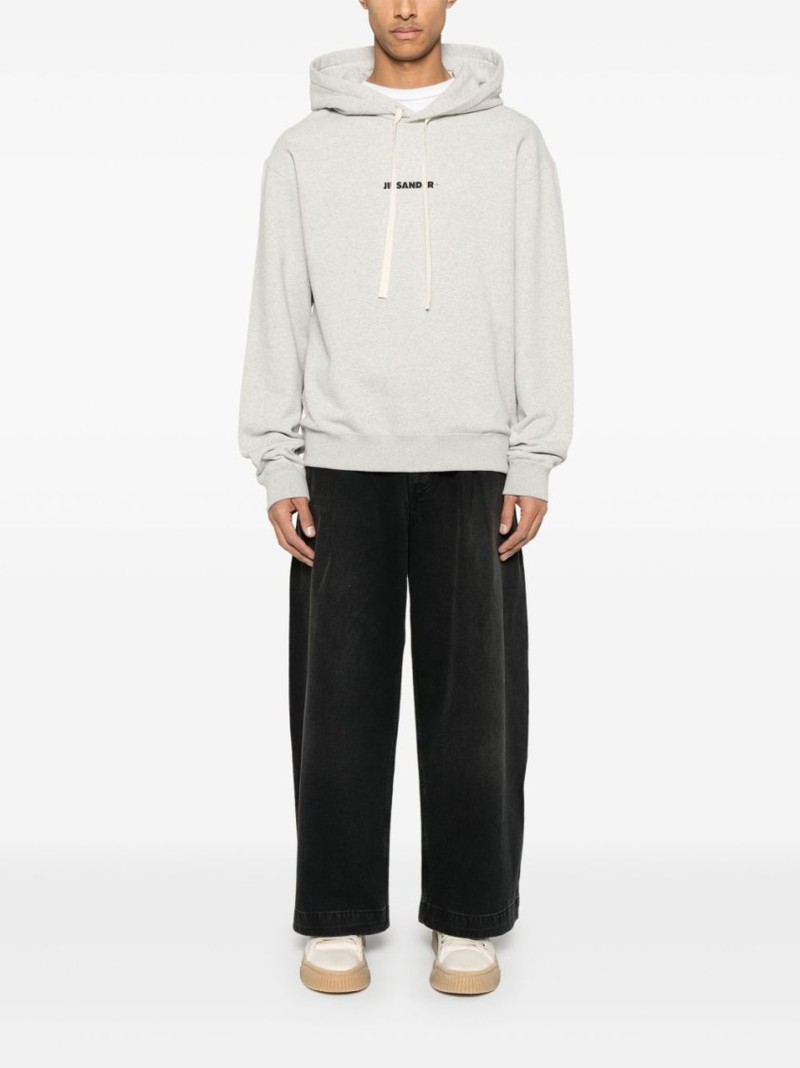 パーカー・フーディ Jil Sander Light Grey Hoodie Sweatshirt With Drawstring Jil Sander Light Grey Sweatshirt With Drawstring Hood