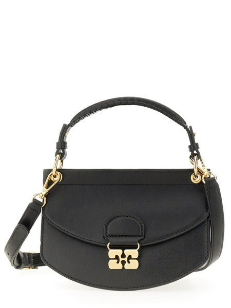 ショルダーバッグ・ポシェット Ganni Hand-Braided Shoulder Bag With Gold Logo Ganni Hand-Braided Shoulder Bag With Gold Logo - Black
