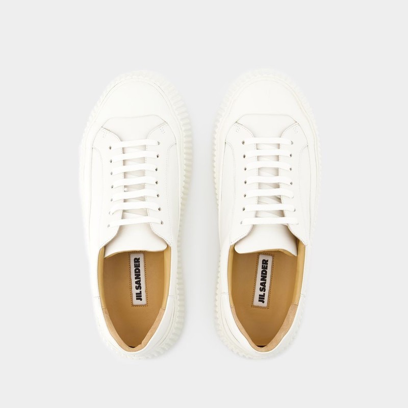 スニーカー JIL SANDER MEN'S BEIGE LEATHER SNEAKERS Jil Sander Beige Leather Sneakers Jil Sander