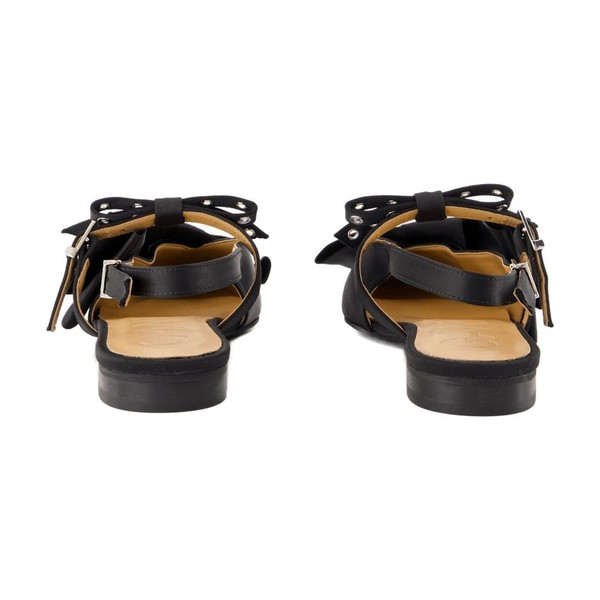 サンダル・ミュール Ganni Big Bow Ballerinas - Ganni - Synthetic - Black Black Black Big Bow Slingback Ballerinas | GANNI HU