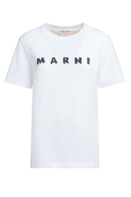 Marni White Oversized T-Shirt With Floral Logo - T-Shirt
