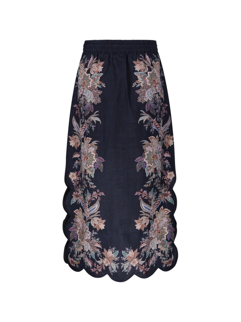 Zimmermann Rhiannon Scallop Midi Skirt - Multicolor | Garmentory