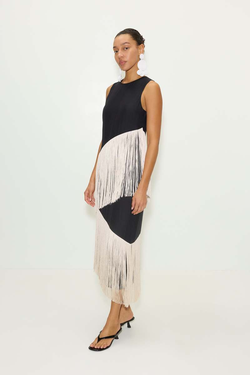 Simon Miller Copacabana Fringe Dress - Black
