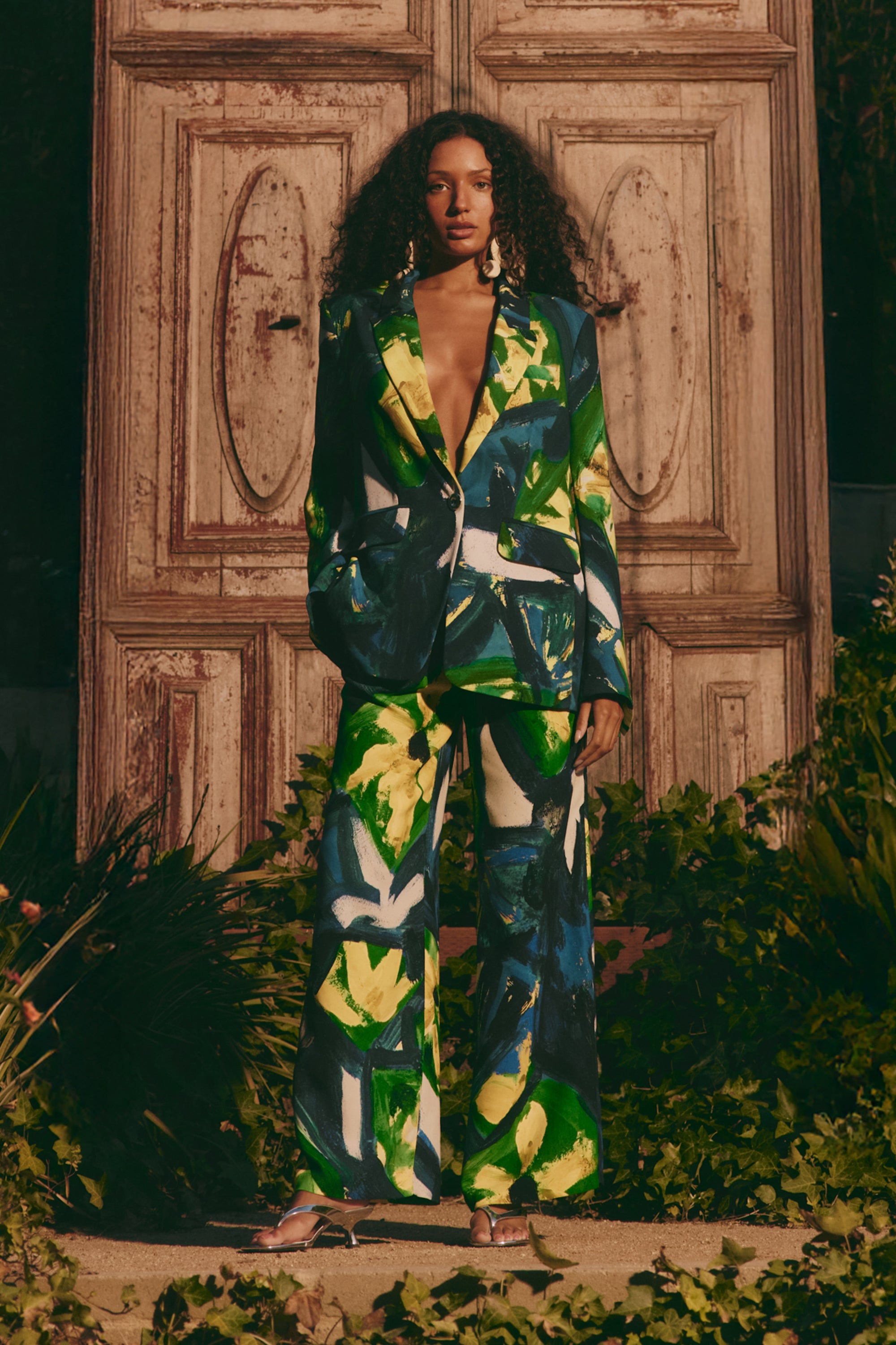 Simon Miller Lennox Crepe Jacket - Large Abstract Floral | Garmentory