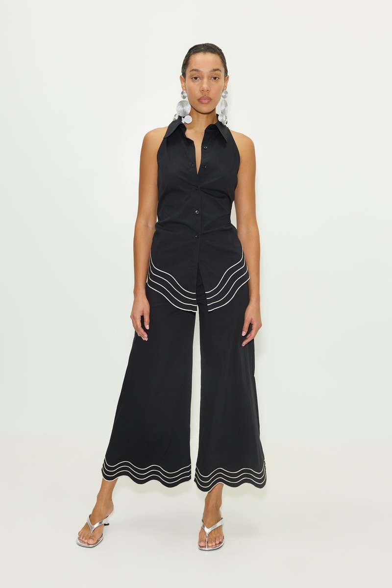 Simon Miller Wavy Cropped Poplin Pant - Black