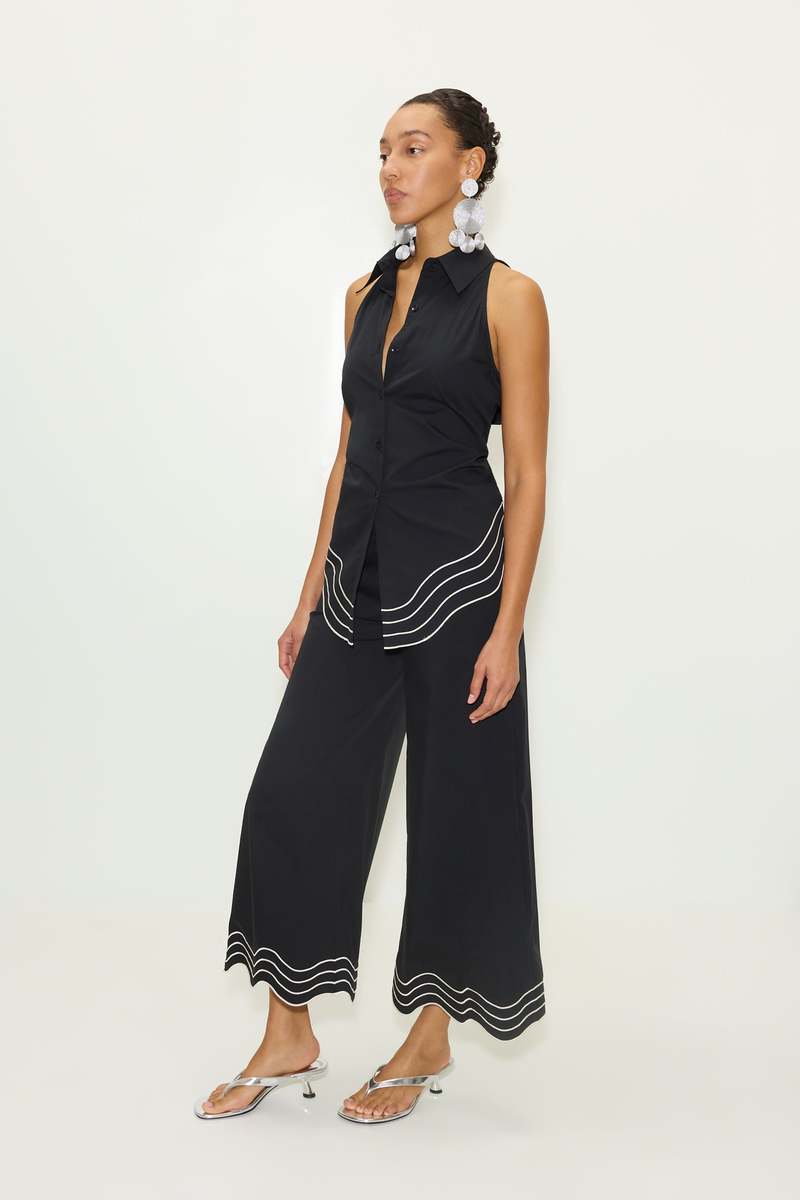 Simon Miller Wavy Cropped Poplin Pant - Black
