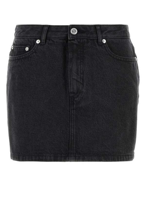 A.P.C. Black Denim Mini Skirt - Washed Black