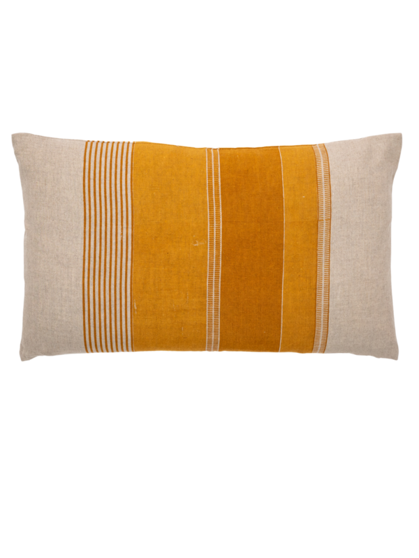 Alamwar Tulum Stripe Ochre Petit Lumbar Pillow Cover Alamwar Tulum Stripe Ochre Petit Lumbar Pillow Cover