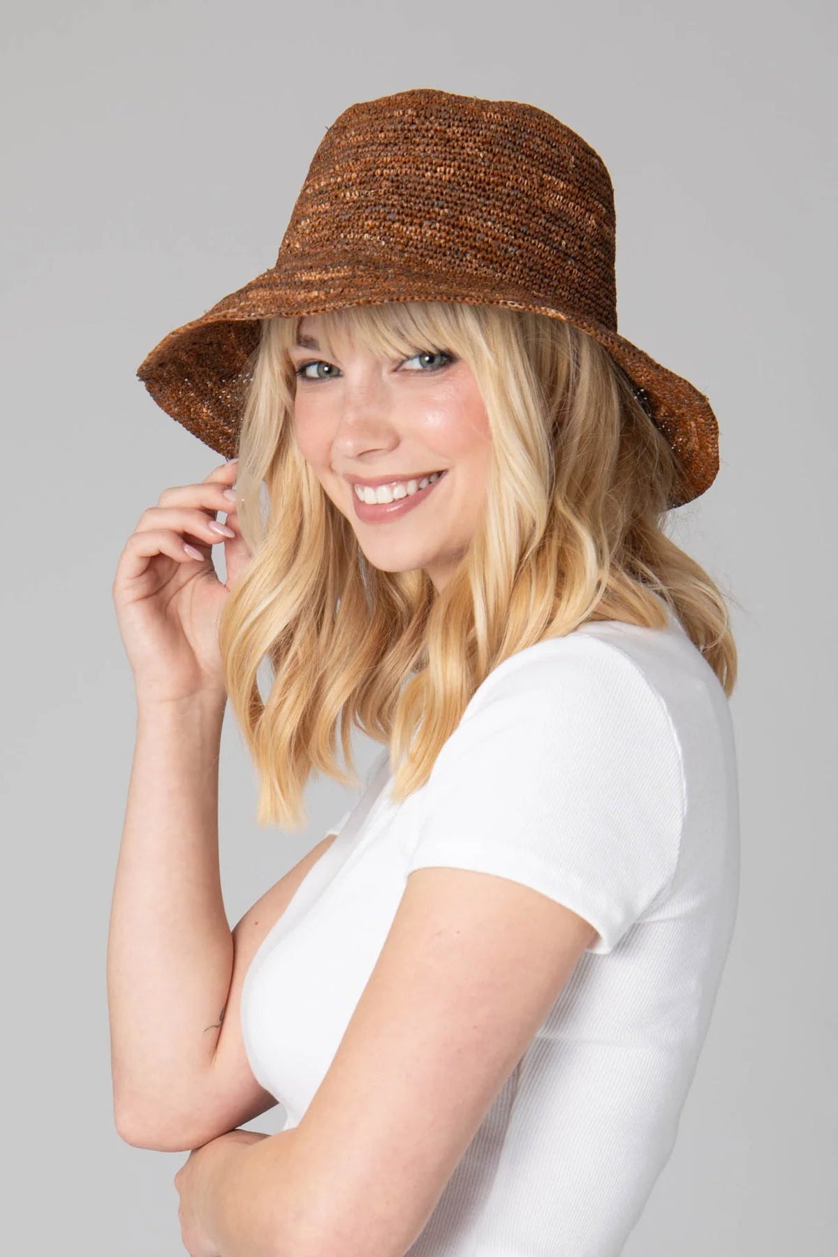 NEW WITH TAGS San Diego Hat Company Women\'s Weekend Crochet Raffia Bucket Hat Coast - Crochet Raffia Straw Bucket Hat – San Diego Hat Company main image 2