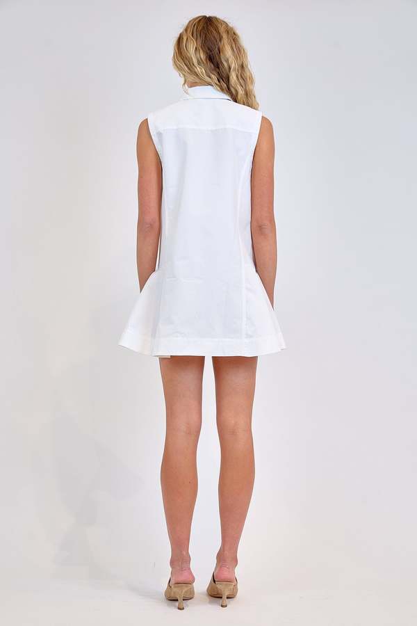 knee length dresses for ladies Simkhai Jazzie Short Sleeve Mini Dress in White