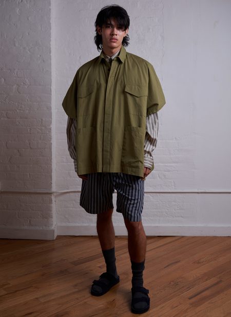 4 POCKET SHIRT PONCHO IN MIDNIGHT BLUE WASHED POPLIN - GREI
