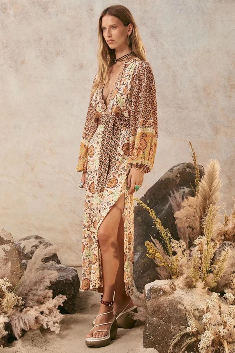 SPELL & THE GYPSY COLLECTIVE Sannah Boho Maxi Dress - Golden Ochre |  Garmentory