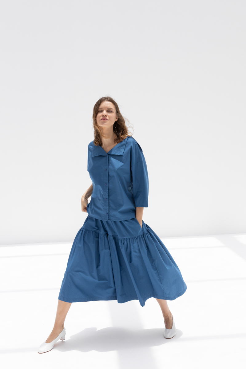 BLACK CRANE SAILOR TOP - BLUE