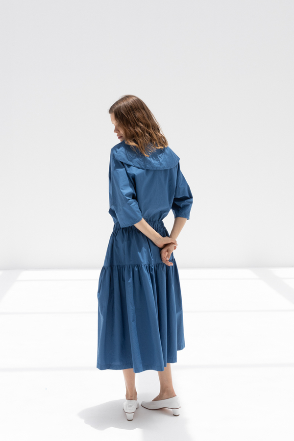 BLACK CRANE GATHERED CULOTTES - BLUE