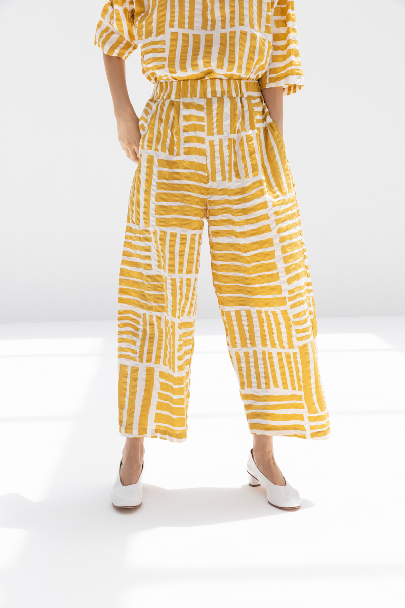 Black Crane Wide Pants - Print/Gold