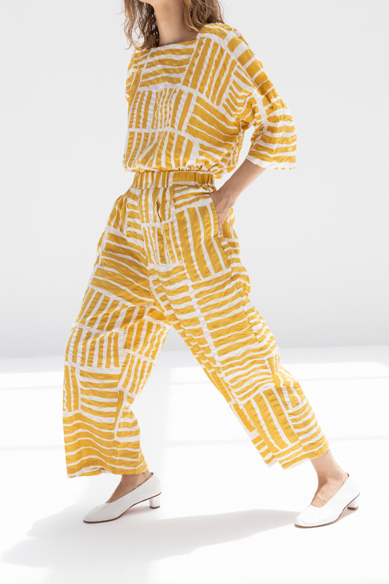 Black Crane Wide Pants - Print/Gold
