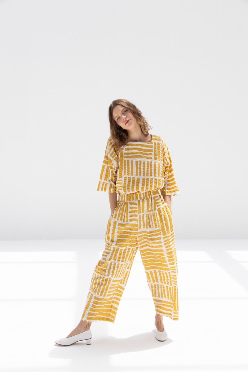 Black Crane Wide Pants - Print/Gold