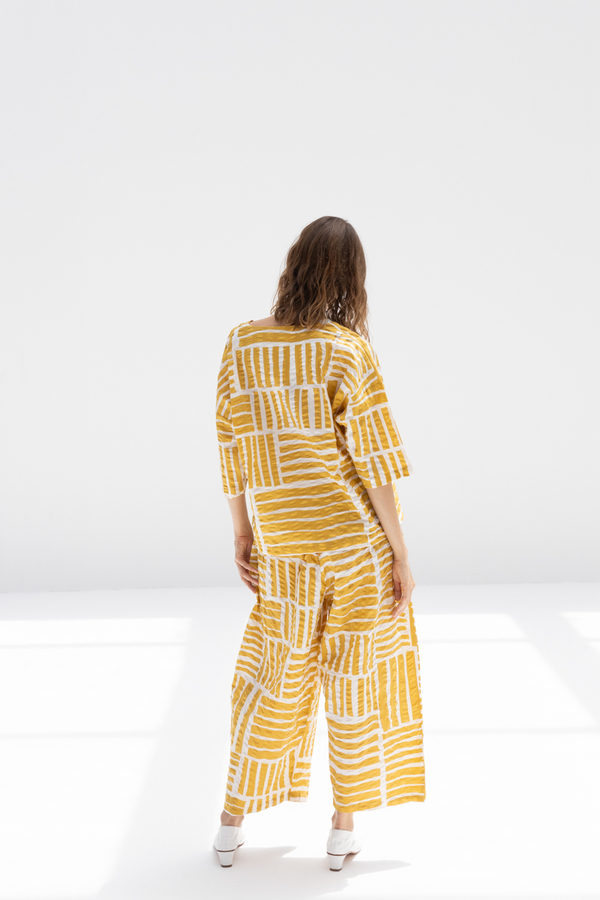 Black Crane Wide Pants - Print/Gold