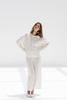 Black Crane Cable Knit Pants - Ivory - Thumbnail 1