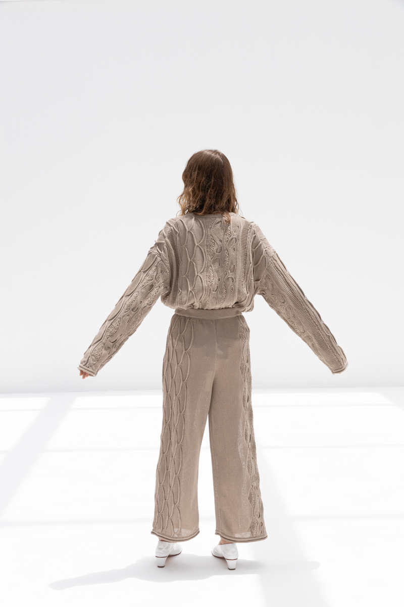 Black Crane Cable Knit Pants - Taupe Black Crane Cable Knit Pants - Taupe