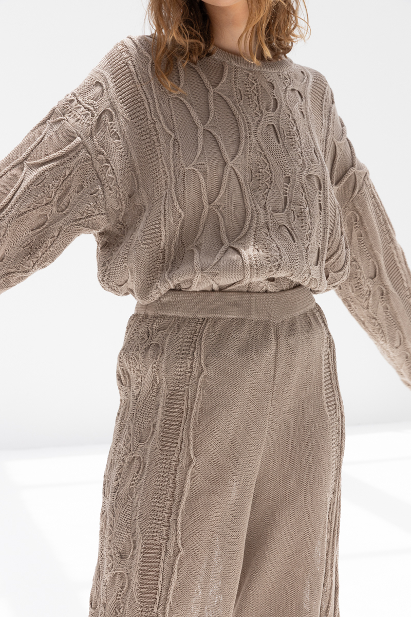 Black Crane Cable Knit Pants - Taupe Black Crane Cable Knit Pants - Taupe