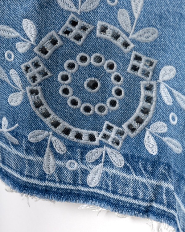 ganni broderie anglaise dress blue Ganni Illusion Blue Cotton Broderie Anglaise Puff Sleeve Mini Dress main image 0