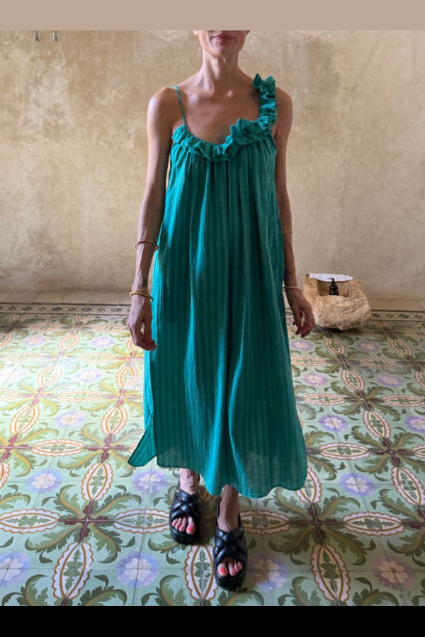 Two Emerald Ruffle Dress