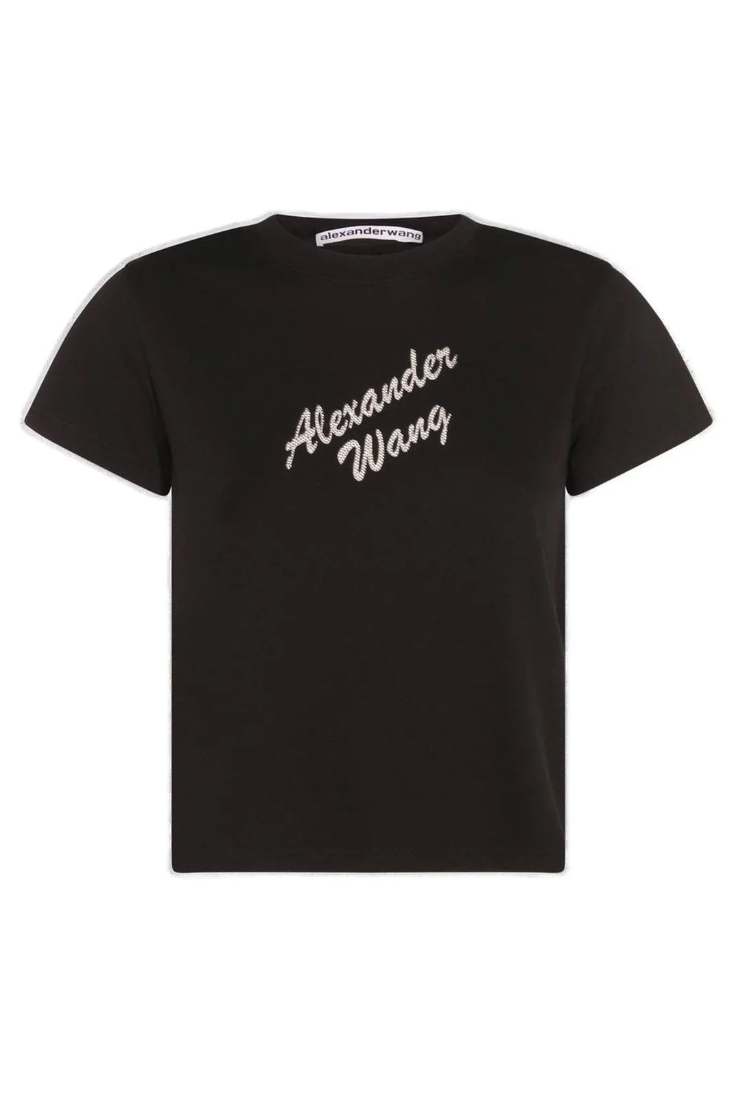 ALEXANDER WANG Shrunken Tee with Hotfix Logo - Black | Garmentory