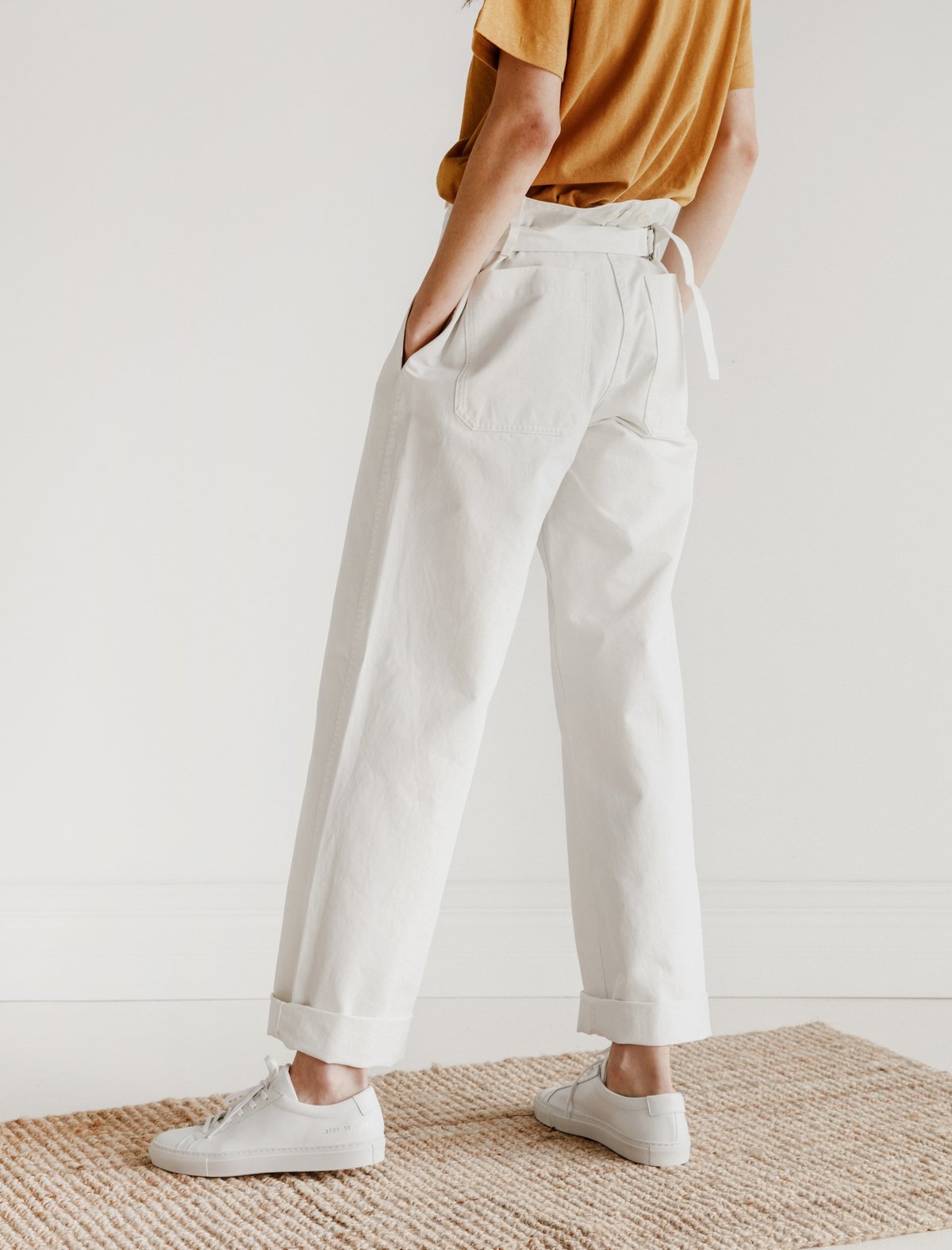 【MARGARET HOWELL】LINEN WIDE TROUSERS Wool & Cotton Cropped Turn Up Trouser – La Garçonne