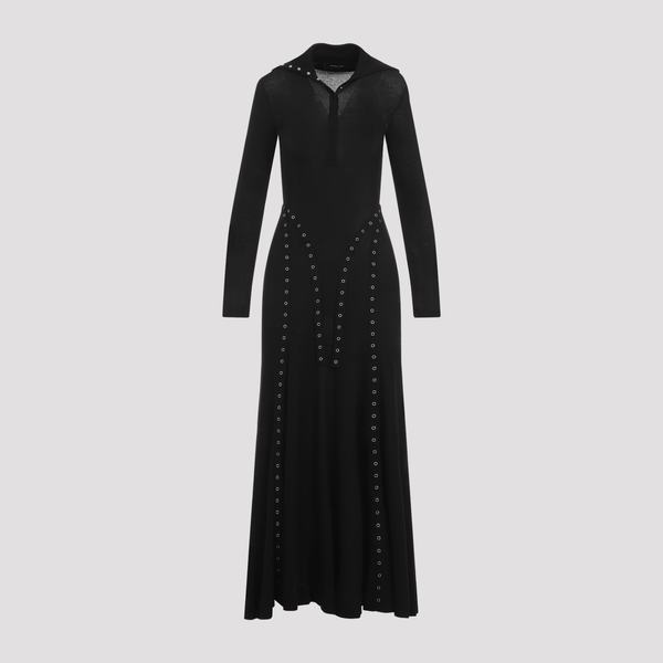 Simone Rocha Ribbed Multi Snap Bias Cut Dress - Black | Garmentory