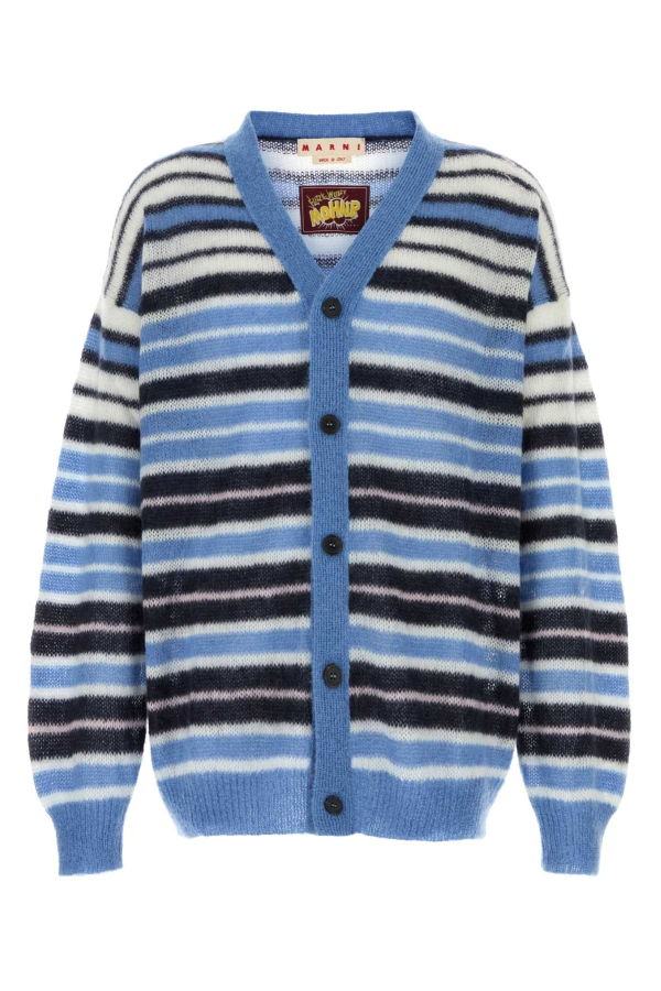 Marni Embroidered Mohair Blend Cardigan - Bluelilac